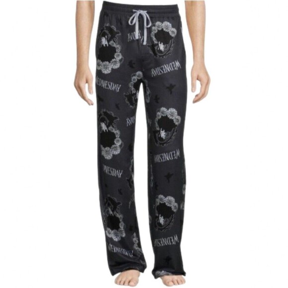 Wednesday Addams Pajama Pants XL Black Gray Halloween Sleepwear Mad Engine - Picture 1 of 9